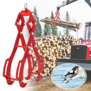 W Logging Tongs with Claws, Log Grapple Hook for Timber and Firewood, 360 Degree Swivel, Heavy Steel Log Grabber , Material Handling, Capacity, Red - 1 of 4