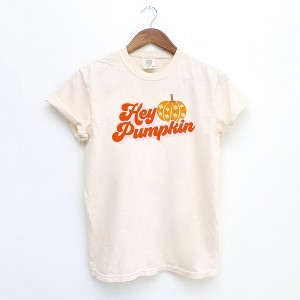 Simply Sage Market Women's Hey Pumpkin Pumpkin Short Sleeve Garment Dyed Tee - 1 of 2