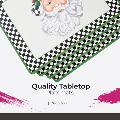 Black and White Christmas Hardboard Placemats Set of 4