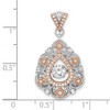 Black Bow Jewelry Platinum & Rose Tone Sterling Silver & CZ Filigree Pendant, 17 x 32mm - 4 of 4