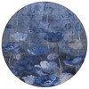 Navy Blue And Denim Blue Floral Washable Indoor Outdoor Area Rug - 4 of 4