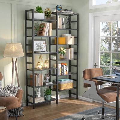 Aheaplus 6-Tier Bamboo Bookcase with 12 Shelves, Large Freestanding Open Bookshelf