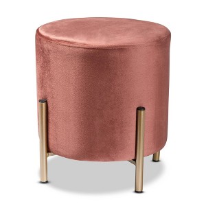 Thurman Velvet Metal Ottoman - Baxton Studio - 1 of 4