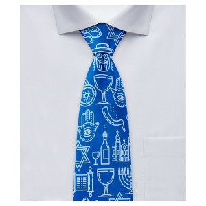 Jacob Alexander Men's Happy Hanukkah Jewish Symbols Pre-Tied Zipper Necktie - 1 of 4