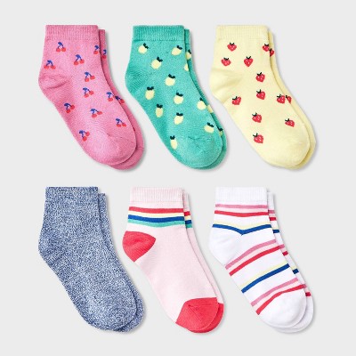 Girls' 6pk 'cherries' Super Soft Ankle Socks - Cat & Jack™ : Target
