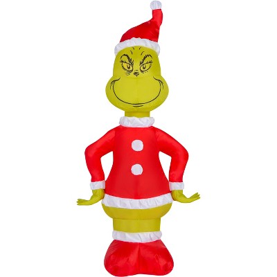 Gemmy Airdorable Christmas Airblown Inflatable Grinch in Santa Suit Dr. Seuss,  Tall, Multicolored