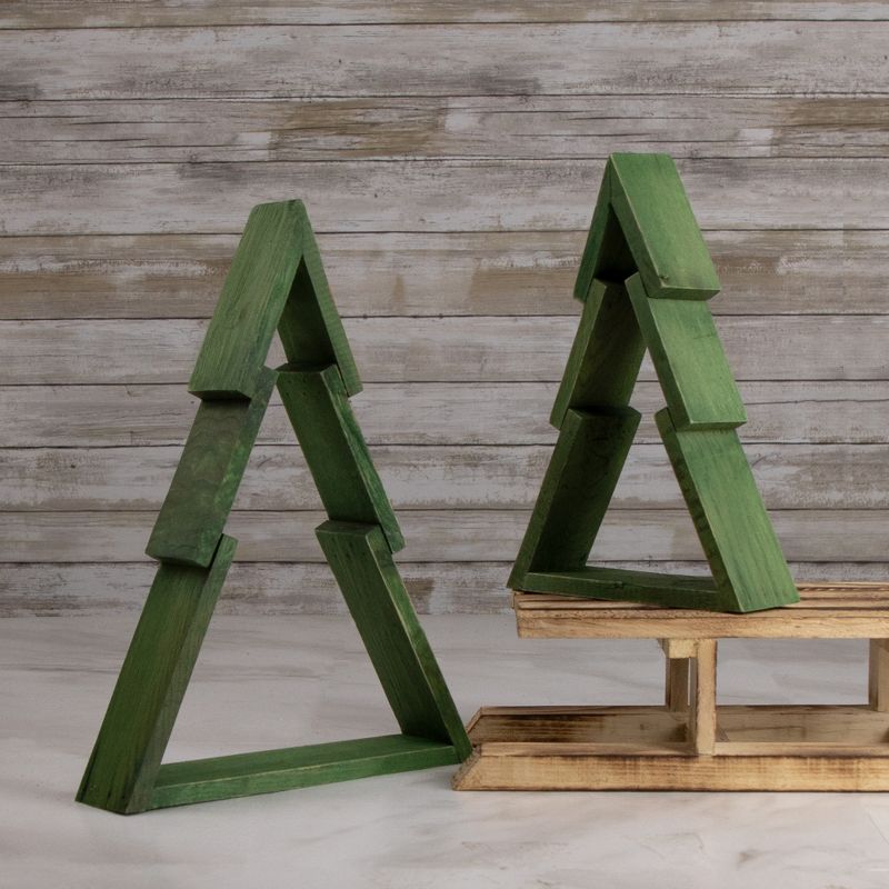 Northlight 9.5" Green Geometric Wooden Christmas Tree Tabletop Display, 2 of 6