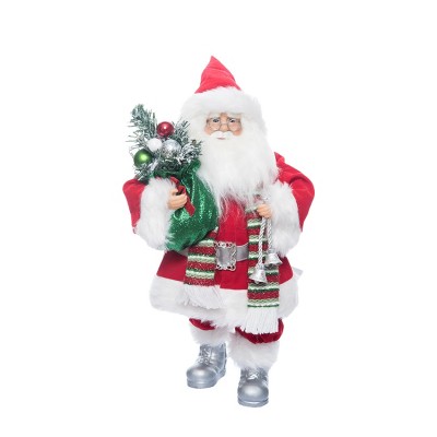 Season's Designs 18" Red And White Santa With Green Gift