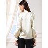 INSPIRE CHIC Women's Satin Dressy Stand-up Collar Long Sleeve Striped Blouses - 3 of 4