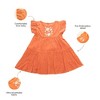 Ola! Otter Kids’ Flutter Sleeve Embroidered Dress – Orange | Comfortable Everyday Outfit| Bright Summer Dress for Girls| Cute Birthday Party Outfit - 3 of 4