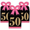 Big Dot of Happiness Chic 50th Birthday - Pink, Black and Gold - Square Favor Gift Boxes - Birthday Party Bow Boxes - Set of 12 - 2 of 4