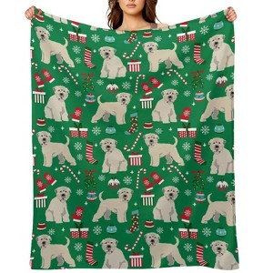 Irish Wheaten Terrier Dog Christmas Throw Blanket Soft Fleece Christmas Blanket Cozy Flannel Throw for Couch Bed 40x50 inches - 1 of 1