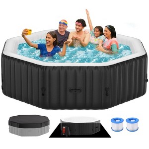 DoCred Inflatable Hot Tub with Air Jets, Heater Pump & Insulated Cover – Available in 2–4 or 4–6 Person Sizes, Round or Square Design - 1 of 4
