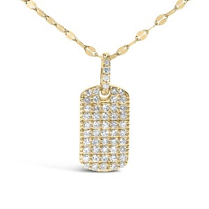 Haus of Brilliance 18K Yellow Gold Plated Silver 1/3 Cttw Diamond Studded Dog Tag Pendant Necklace - 1 of 4
