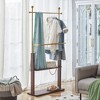 KWPZQEB Modern Stainless Steel Hanger, Solid Wood Double-Layer Coat Rack With Solid Wood Partition, Free Standing Coat Stand for Clothes,Golden+Walnut - 3 of 4