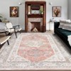 Washable Vintage Rug Non Slip Low Pile Rug Soft Throw Floor Cover Retro Medallion Foldable Indoor Carpet for Living Room Bedroom - 2 of 4