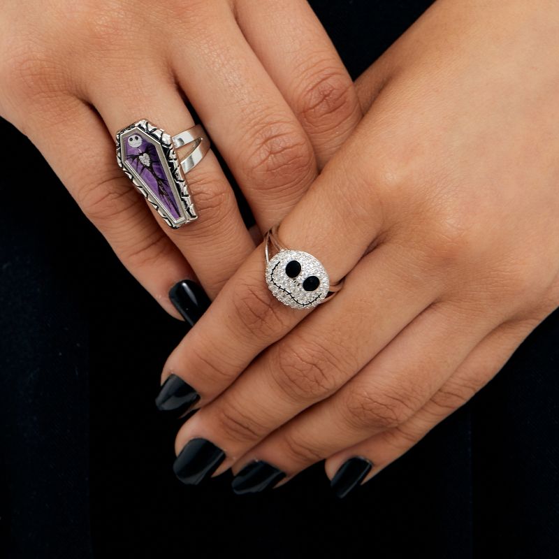 Disney The Nightmare Before Christmas Womens Sterling Silver and Cubic Zirconia Jack Skellington Ring - Size 7, 4 of 7
