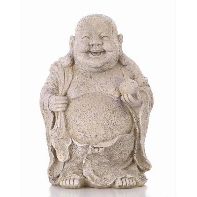 13" Polyresin Buddha Holding a Ball Outdoor Zen Statue Gray - Hi-Line Gift