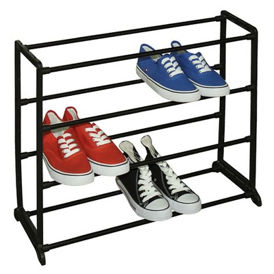 Home Basics Easy Assemble Space-Saving 12 Pair Shoe Tower Multi-Purpose Storage Rack, Black