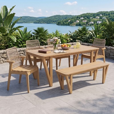 Christopher Knight Home Marlow Farmhouse 6-Piece Outdoor Acacia Wood ...