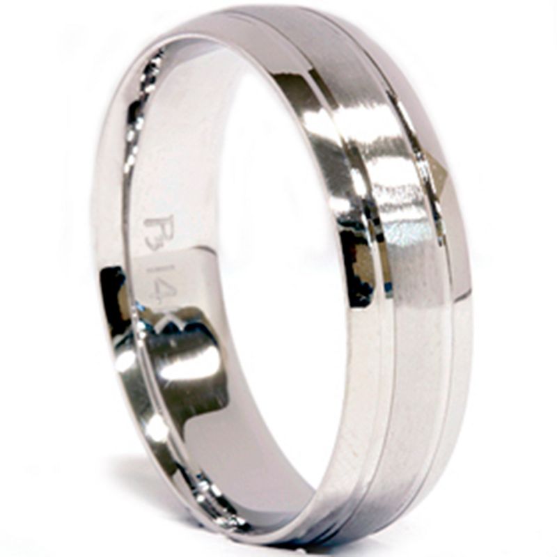 Pompeii3 Mens 14K White Gold 6mm Brushed Wedding Band Ring New, 1 of 5