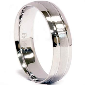 Pompeii3 Mens 14K White Gold 6mm Brushed Wedding Band Ring New