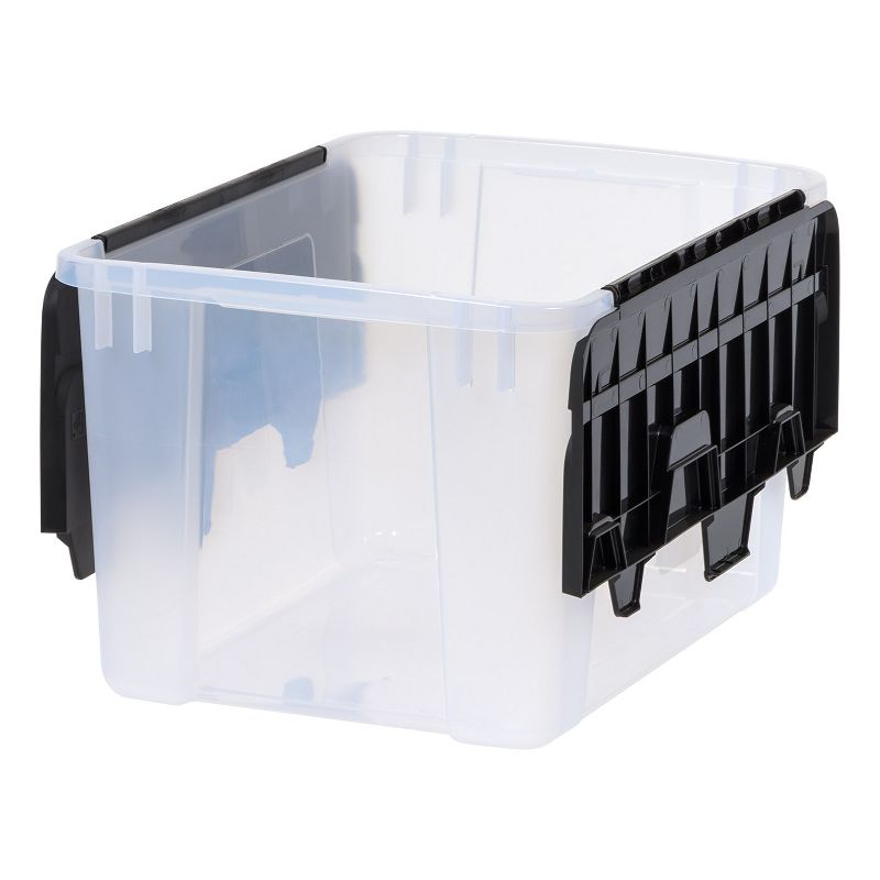 IRIS USA 50qt Clear View Wing-lid Hinged Lid Plastic Storage Organizing Container Bin, Black, 1 of 10