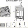 Stainless Steel Freestanding Utility Sink with Hot/Cold Pull-Out Faucet, Single-Bowl Prep Sink for Kitchen, Bar, Garage, Backyard, Laundry - 4 of 4