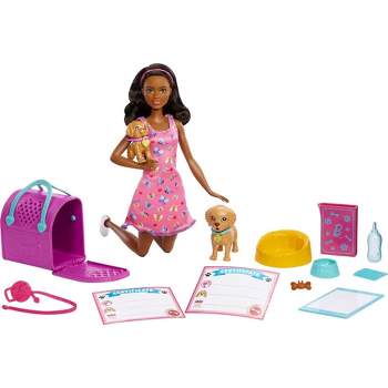Barbie Pup Adoption Playset and Doll with Black Hair, 2 Puppies and Color-Change