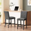 Fabric Button Tufted Back Counter Stools Set of 2,Upholstered High Back Counter Stools with Footrest,Kitchen Island Stools-Cuddlewood - 3 of 4