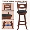 Tangkula 4PCS 360° Swivel Bar Stools Dining Chairs Solid Rubber Wood Leather Padded Brown & Black - 4 of 4