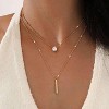 Gold-Tone Layered Necklace Set with Teardrop & Bar Charms, Elegant Multi-Layer Jewelry for Women, Daily & Special Occasions - 2 of 4
