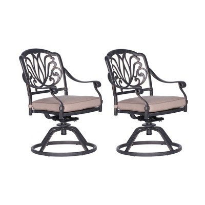 NicBex Set of 2 Outdoor Dining Chair,Modern Patio Dining Chairs with with Cushion,26 inch Aluminum Chairs Suitable for Patio,Garden,Gray Ivory