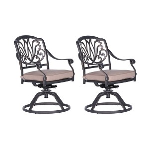 NicBex Set of 2 Outdoor Dining Chair,Modern Patio Dining Chairs with with Cushion,26 inch Aluminum Chairs Suitable for Patio,Garden,Gray Ivory - 1 of 4