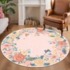 Vintage Floral Scalloped Area Rug Machine Washable Rug Stain Resistant Easy Cleaning Carpet Non Slip Soft Low Pile Folding Floor Cover For Home - 3 of 4