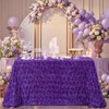 Wikineon Purple Rose Birthday Tablecloth 60x102 Inch Satin 3D Floralr Romantic Party Table Fabeic for Wedding Tablecloths Rectangle Table Decoration - 2 of 4