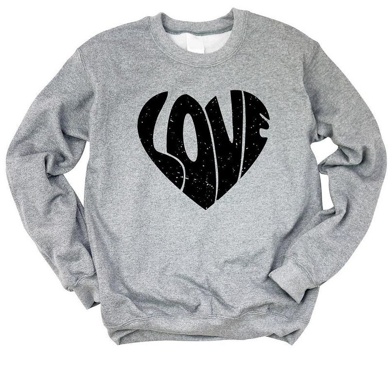 Simply Sage Market Women's Graphic Sweatshirt Love Heart Distressed, 1 of 4