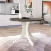 5 PCS Mid-Century Style Dining Set, Solid Wood Round Table with Pedestal Base, Slat-Back Rubberwood Frame Chairs with Cushions-Coolbibila - 3 of 4
