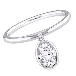 EVERLY JEWELRY | Sterling Silver 1 CT DEW Created White Moissanite Drop Pendant Ring - 1 of 4