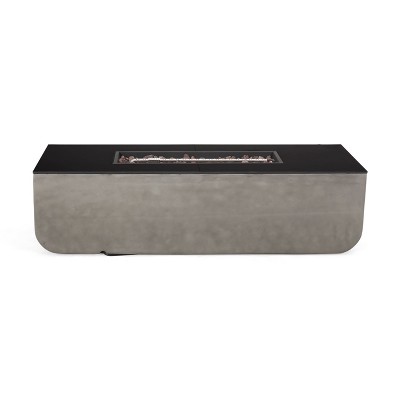 Aidan Outdoor 50000 BTU Light Weight Concrete & Ceramic Rectangular Fire Pit Light Gray - Christopher Knight Home
