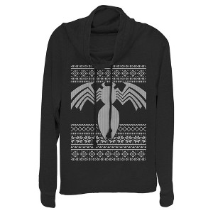 Juniors Womens Marvel Ugly Christmas Venom Cowl Neck Sweatshirt - 1 of 3