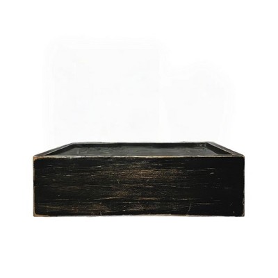 HomeRoots 10" Black Distressed Wood Wall Mounted Floating Shelf With LED