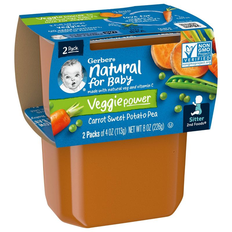 Gerber Sitter 2nd Foods Carrot Sweet Potato Pea Baby Meals - 2ct/4oz Each, 3 of 8
