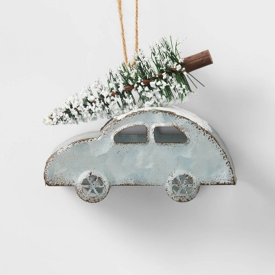 Galvanized Metal Car with Tree Christmas Tree Ornament - Wondershop™