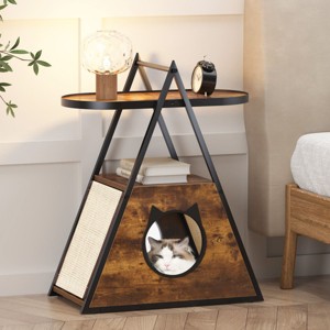 Cat House Indoor,Wooden Cat Condo Tower With Shelves Black Vintage Modern Cat Furniture-Cuddlewood - 1 of 4