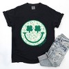 S.W.Smiley Clover Leopard Smiley Face - Women's Garment Dyed Graphic T-Shirt - 3 of 4