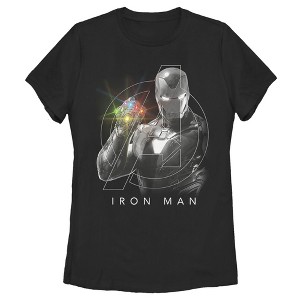 Women's Marvel Avengers: Endgame Glowing Stones Logo Overlay Portrait T-Shirt - 1 of 3