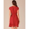 Allegra K Women's Work Ruffle Hem Cap Sleeve High Waist A-Line Layered Midi Dress - 4 of 4