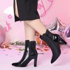 Allegra K Women's Halloween Faux Leather Pointed Toe Chunky High Heels Ankle Boots - 2 of 4