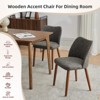 Leather Dining Chairs Set of 2 Upholstered PU Dining Chair w/Wood Legs, Wing Backrest, Wooden Kitchen Chairs w/Thick Cushions, Leveling Feet - 2 of 4